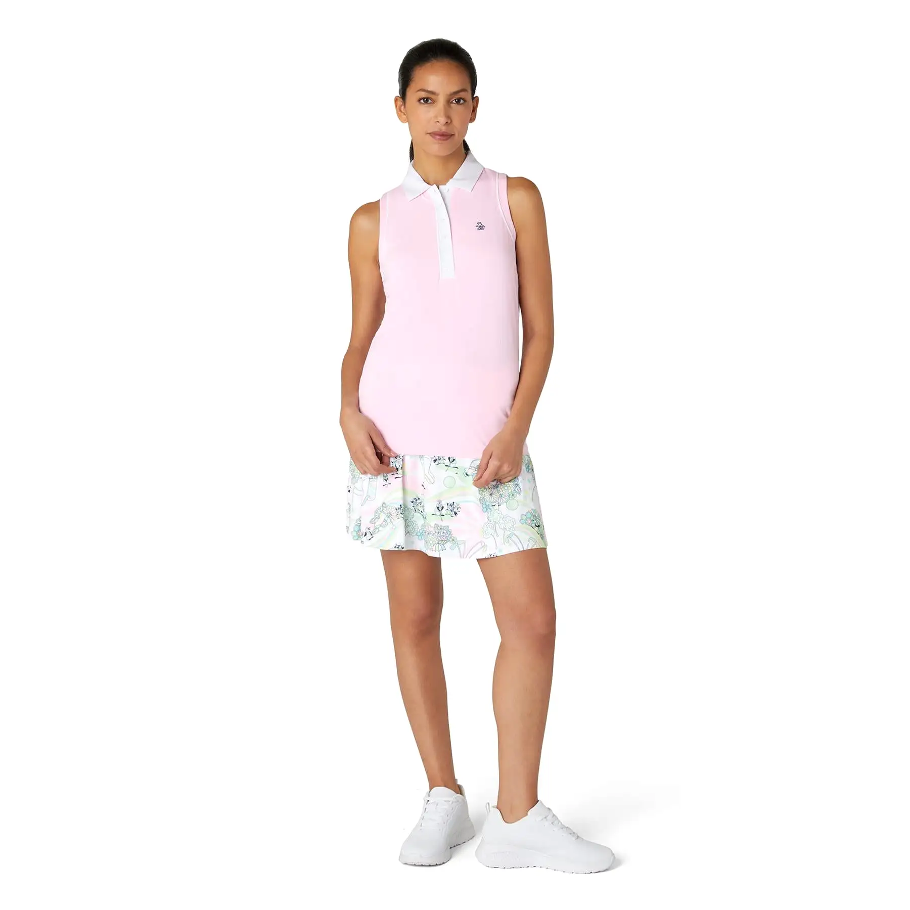 Womens Sleeveless Colour Block Polo Gelato Pink - SS24