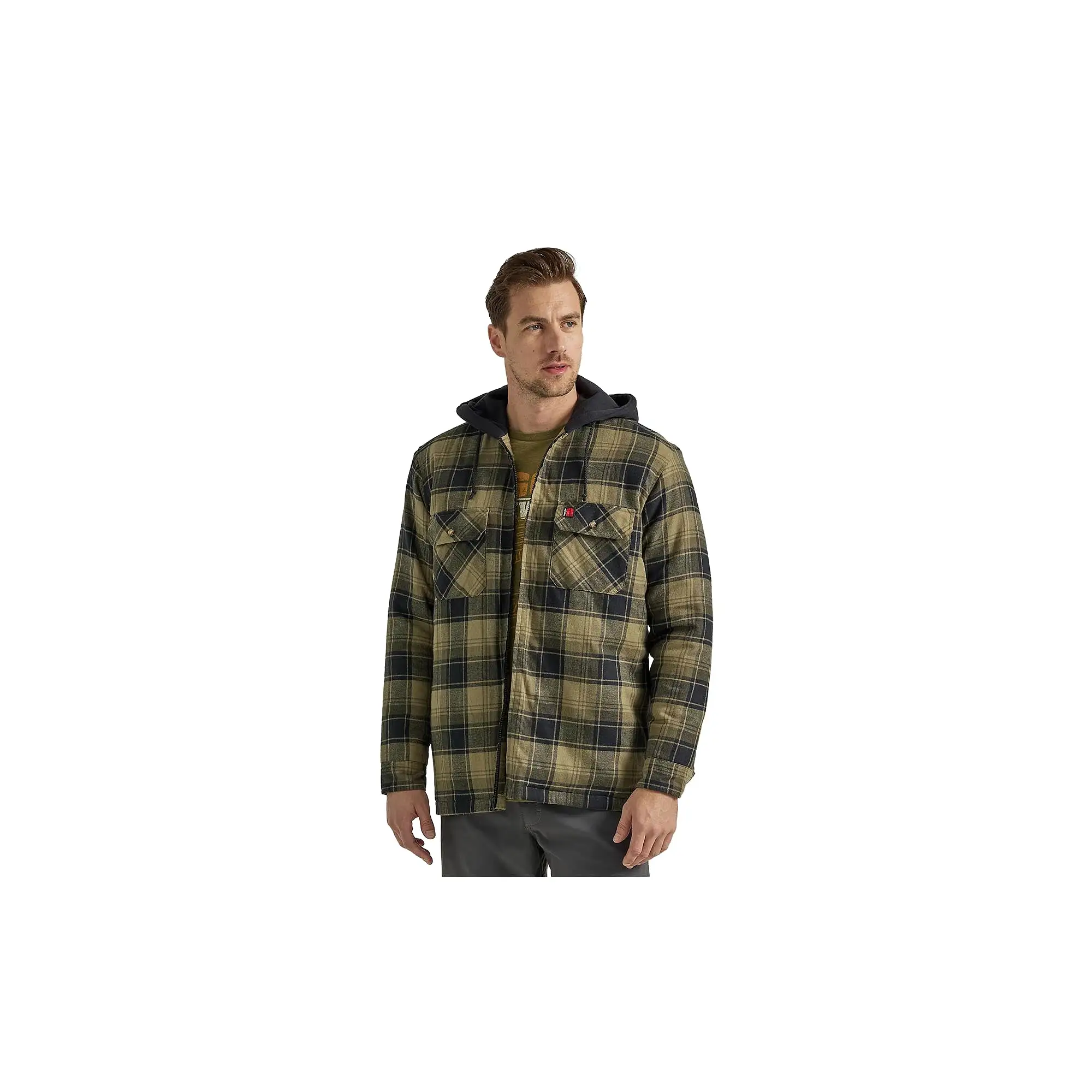 Wrangler Flannel Hooded Jacket Green