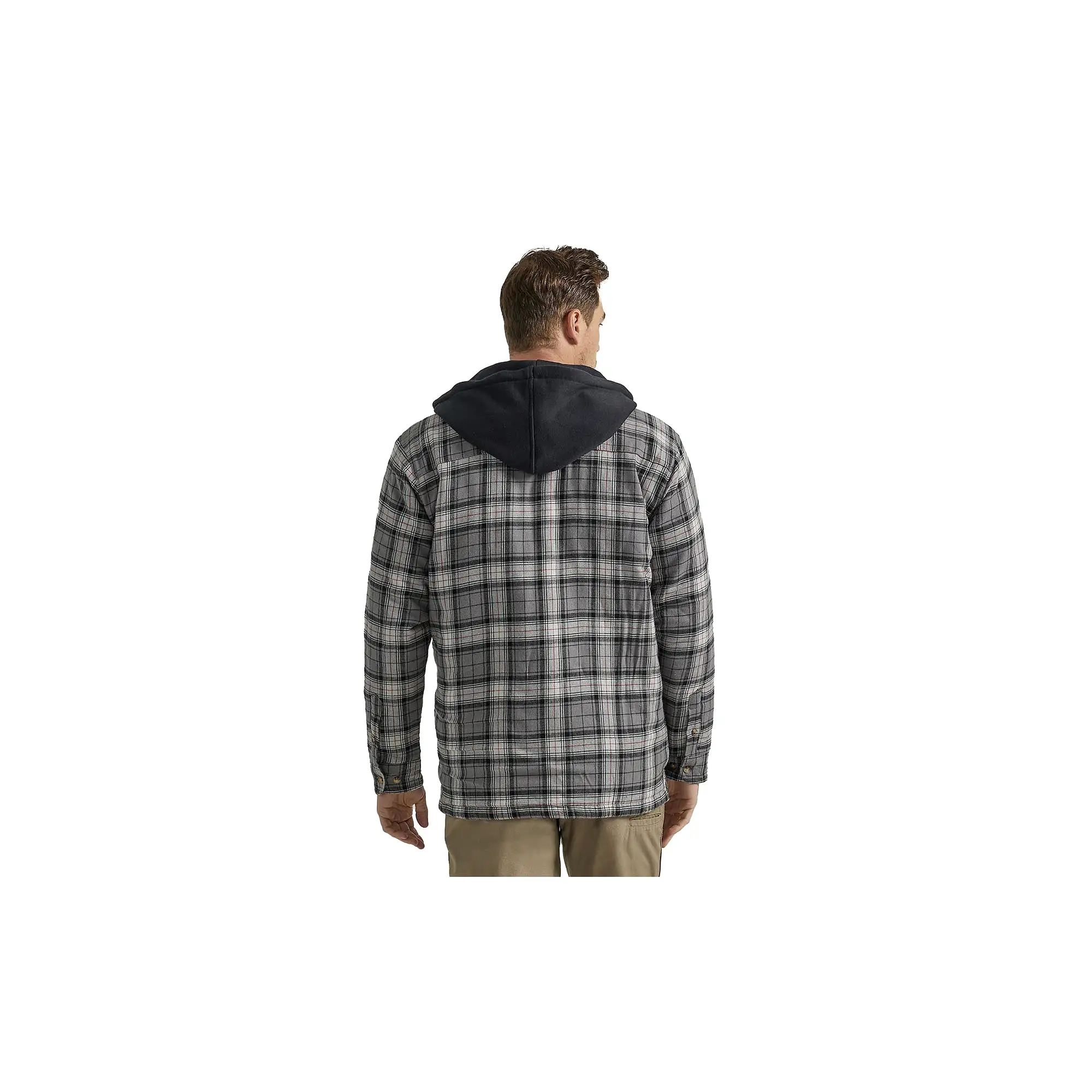 Wrangler Flannel Hooded Jacket Grey