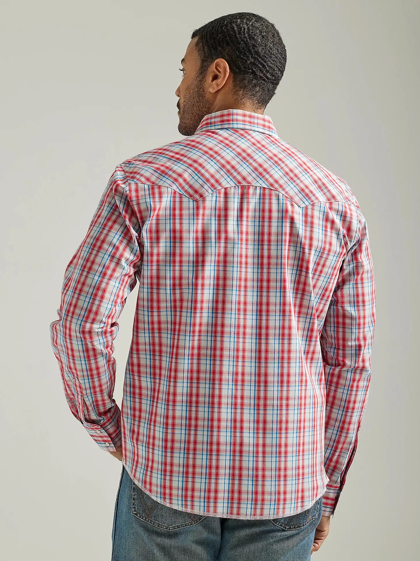 'Wrangler' Men's Fashion Western Plaid Snap Front - Candy Apple Red