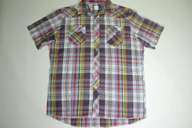 Wrangler Plaid Pearl Snap Button Up Vintage 90's Short Sleeve Western Cowboy Shirt