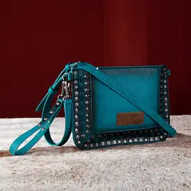 Wrangler Rivets Crossbody Wristlet Wallet-Turquoise