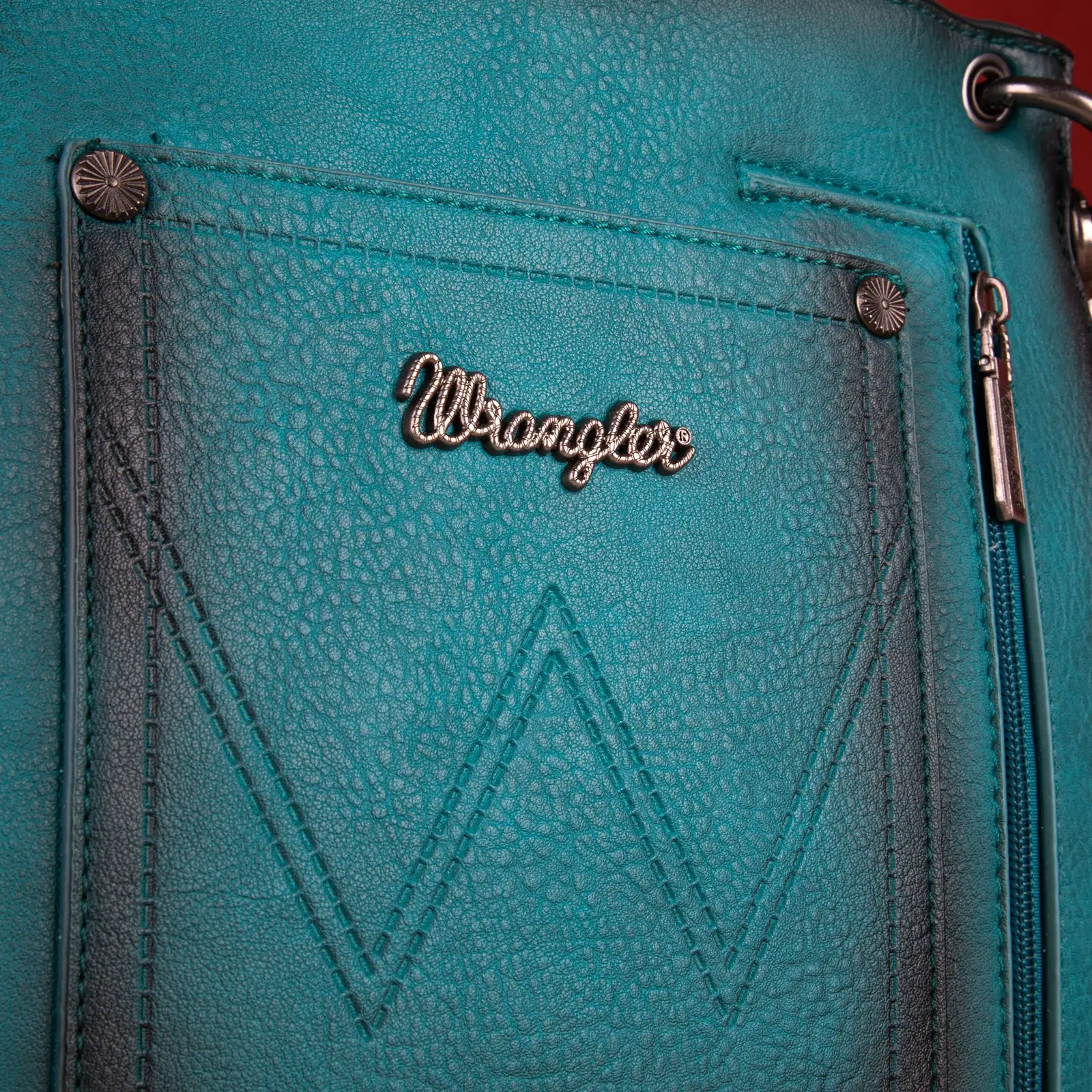 Wrangler Rivets Fringe Concealed Carry Crossbody -Turquoise