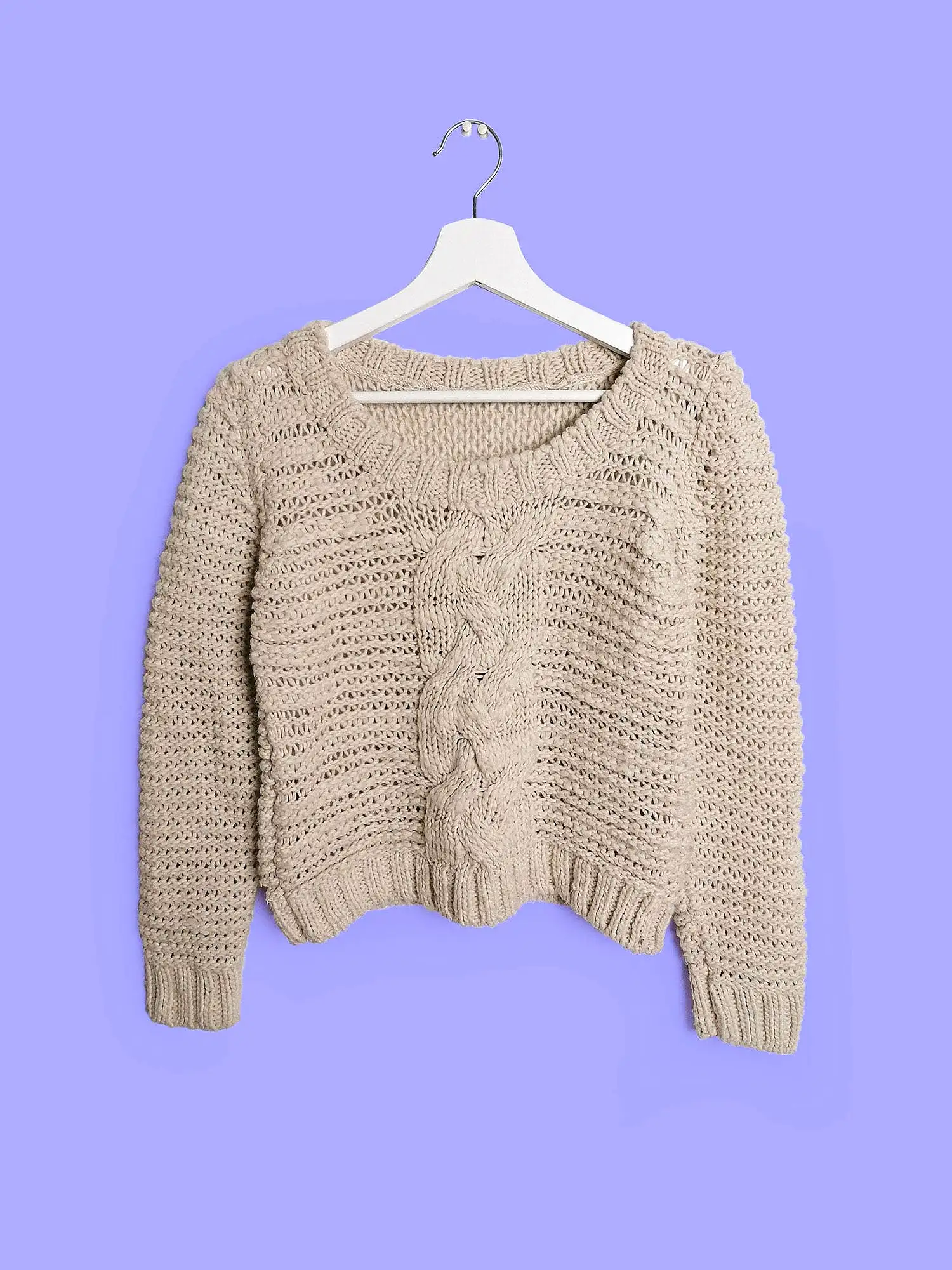 Y2K Cable Knit Crop Sweater - size S-M