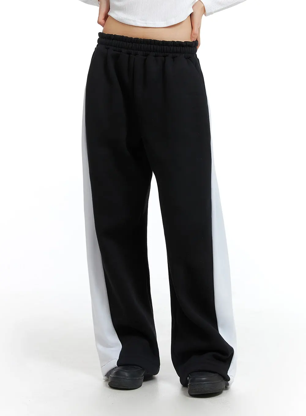 Y2K Mid Waist Contrasting Trim Wide Leg Trousers (UNISEX) CJ412