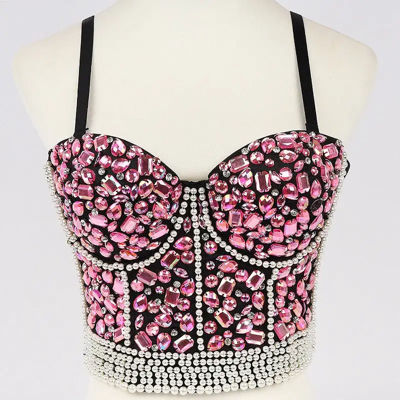 Y2K Rhinestone Diamond Sequin Tank Top