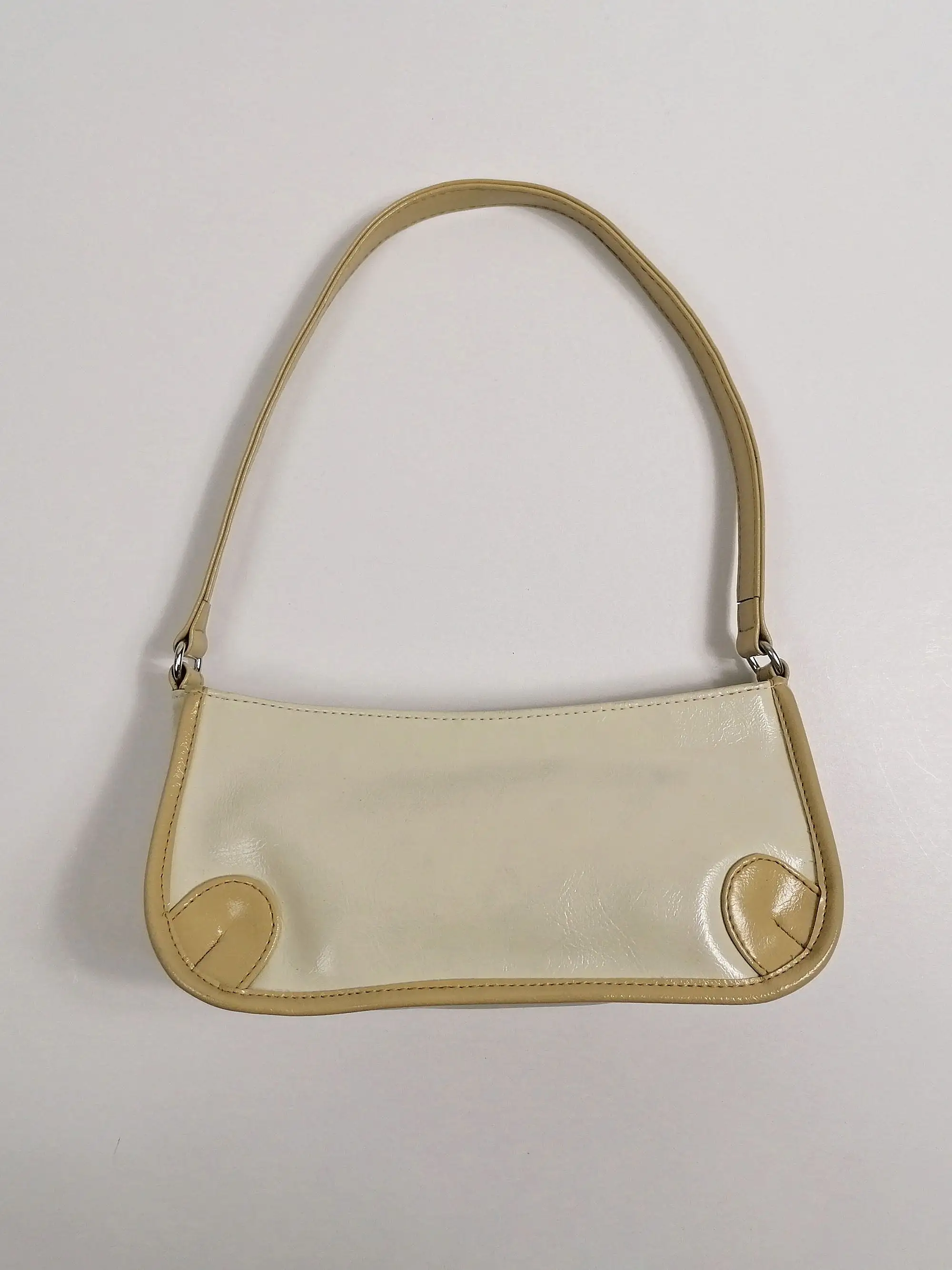 Y2K Small Bag Faux Leather Cream Baguette