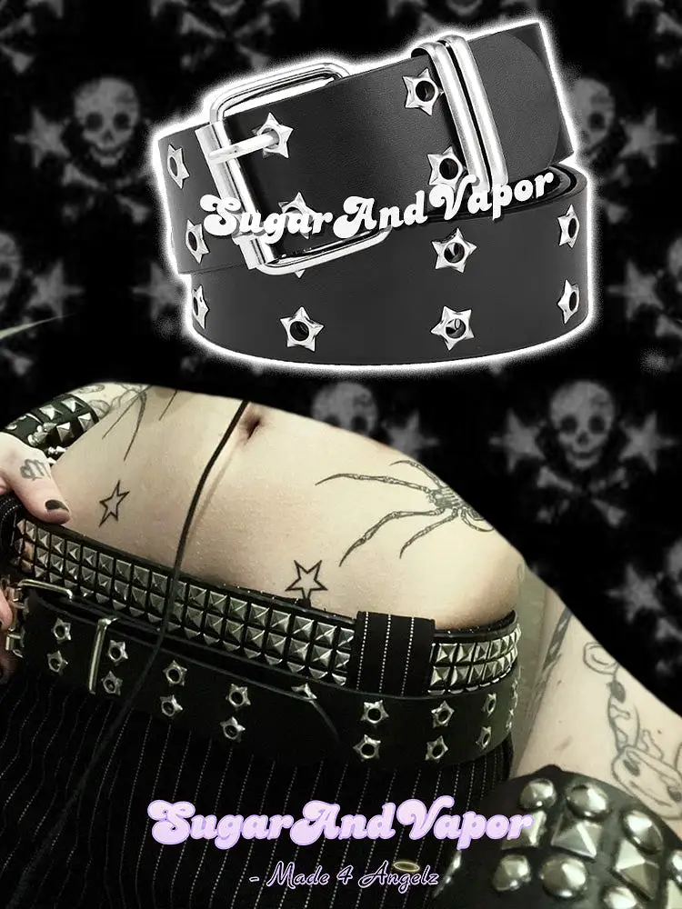 Y2k Star Rivets Grunge Pu Leather Belt