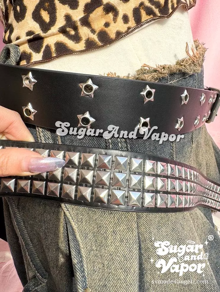 Y2k Star Rivets Grunge Pu Leather Belt