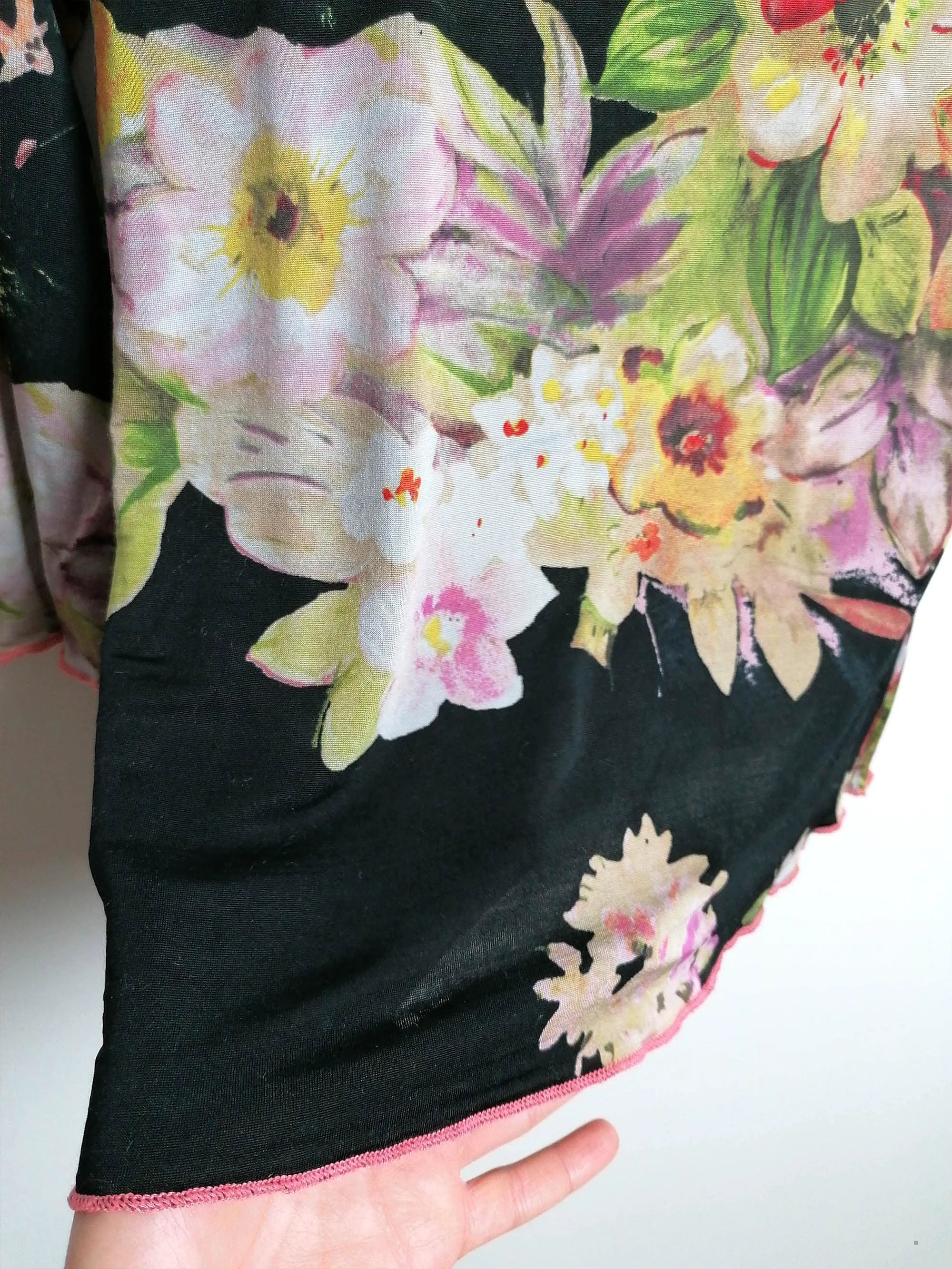 Y2K Stretch Blouse Flowers Pattern - size S-M